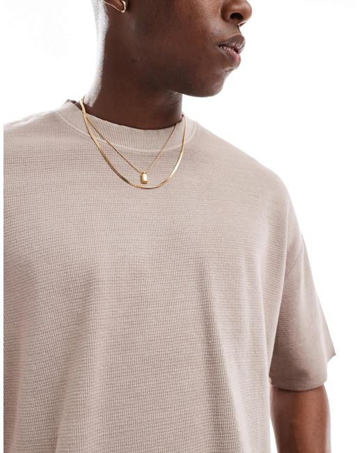 Bershka Gray Waffle Washed T-shirt for men