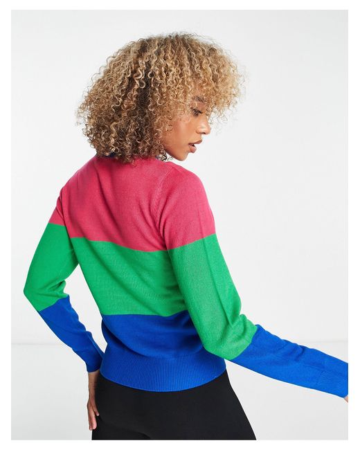 Maglione da sci accollato multicolore con stampa di Threadbare in Green