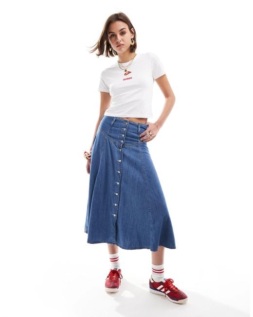 Levi's Blue Lightweight Denim Button Through Skirt