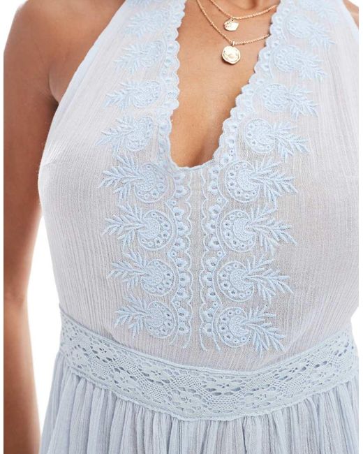 Miss Selfridge White Beach Sheer Embroidered Playsuit