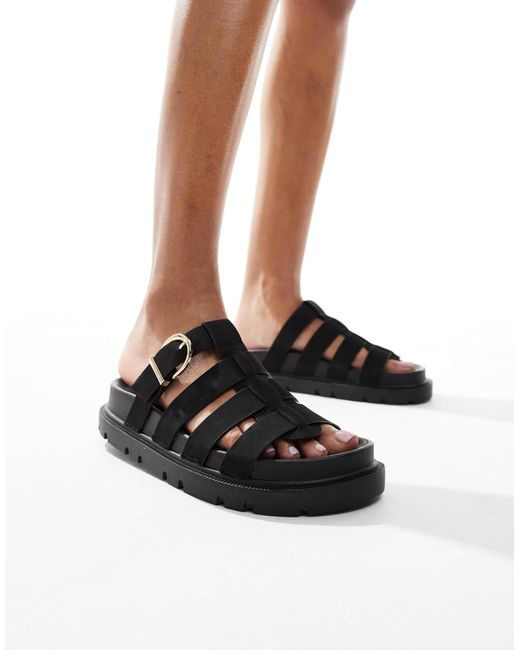 New Look Black Gladiator Chunky Mule
