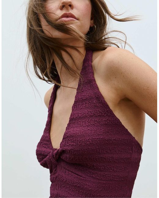 Stradivarius Red – strukturiertes midikleid