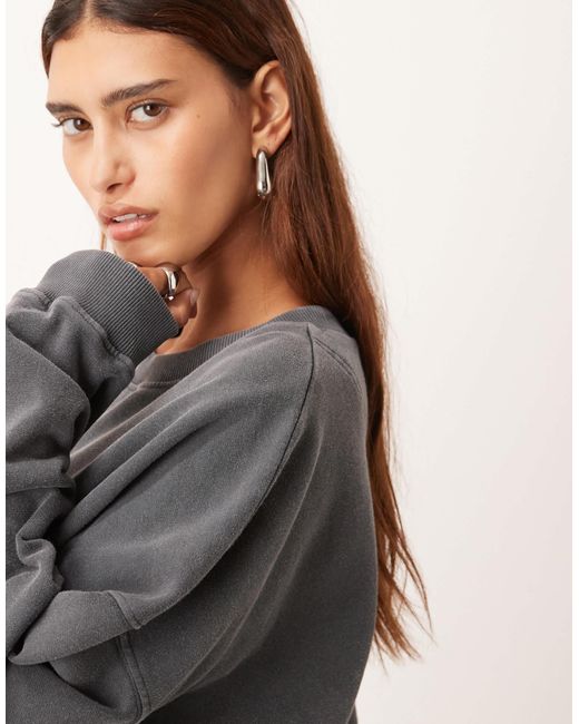ARRANGE Gray Premium Acid Wash Oversized Jumper
