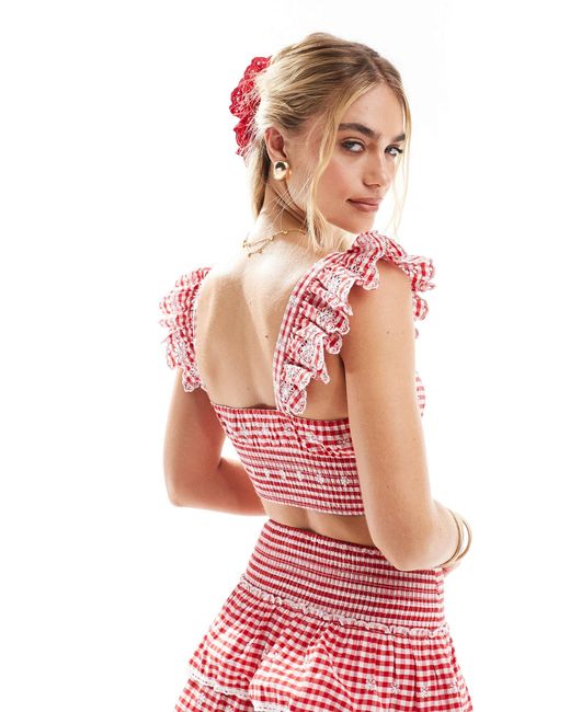 New Look Pink Co-Ord Gingham Crop Top