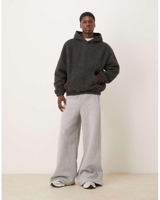 ASOS Gray Relaxed Brushed Textured Hoodie for men