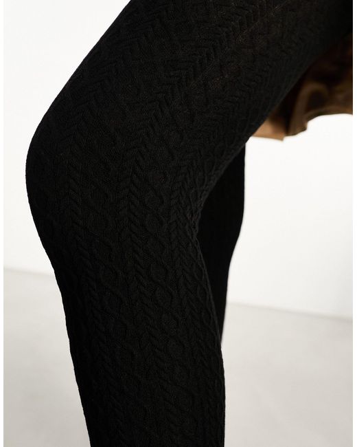 Lindex Small Cable Knit Tights in Natural Lyst