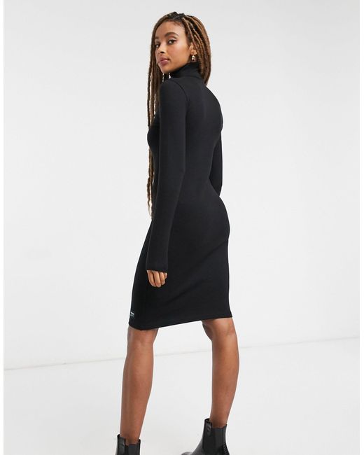 Elly Robe Manches Longues Col Montant Jean Dr Denim En Coloris Noir Lyst