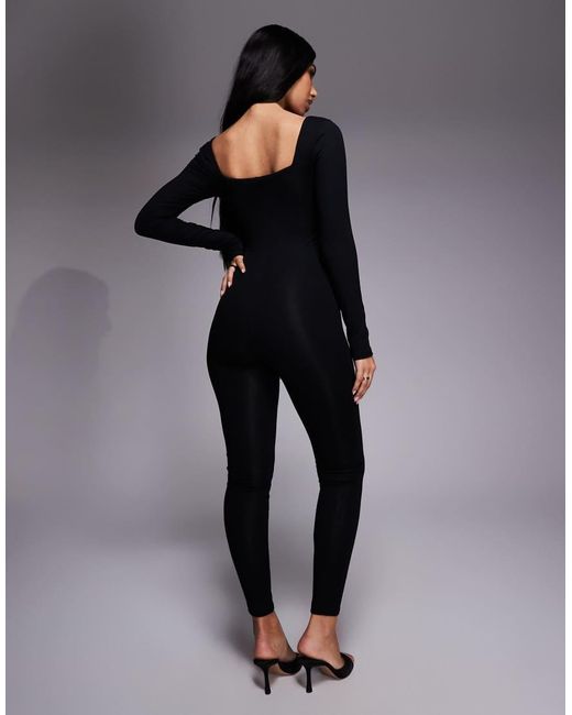 Oh Polly Blue Square Neck Long Sleeve Jumpsuit