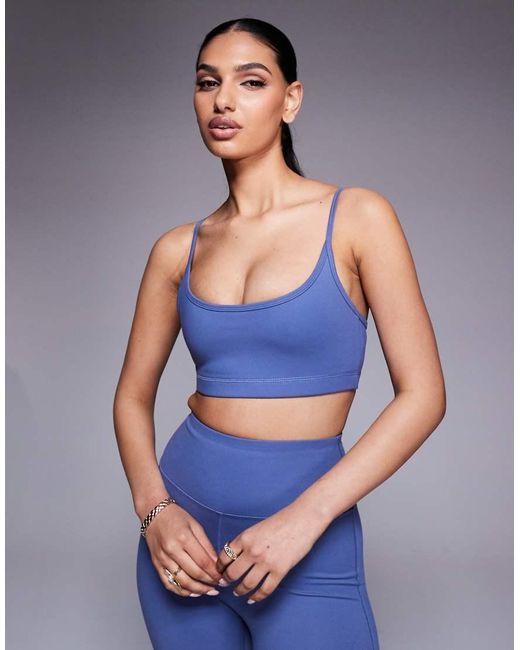 4505 Blue Icon Light Support Sports Bra With Adjustable Straps