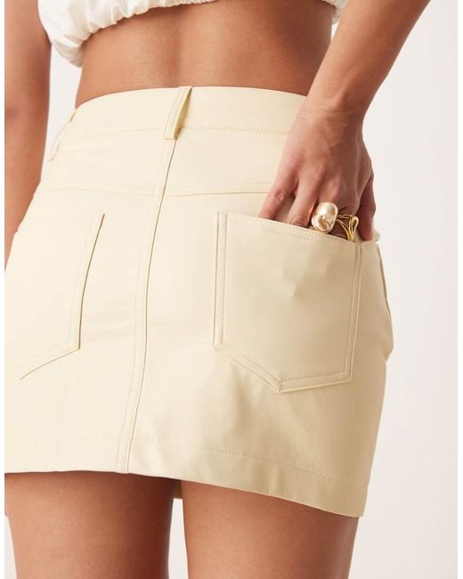 Amy Lynn Natural Milena Faux Leather Micro Mini Skirt