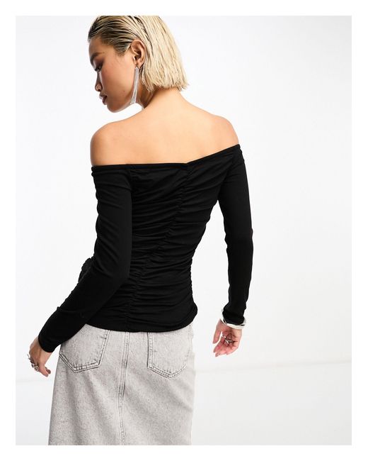 & Other Stories Black Off The Shoulder Top With Ruche Detail