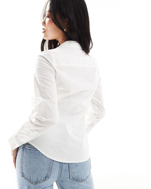 ASOS White Petite Long Sleeve Fitted Shirt