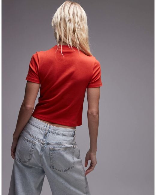 TOPSHOP Red Shrunken Everyday Tee