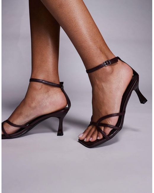 Public Desire Brown Samya Kitten Heel Sandals