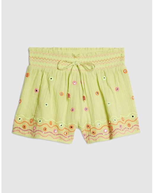 River Island Metallic Cotton Mirror Embroidered Shorts