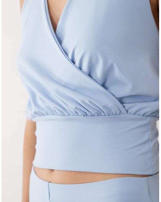 ASOS Blue Double Lined Halterneck Top Co-ord