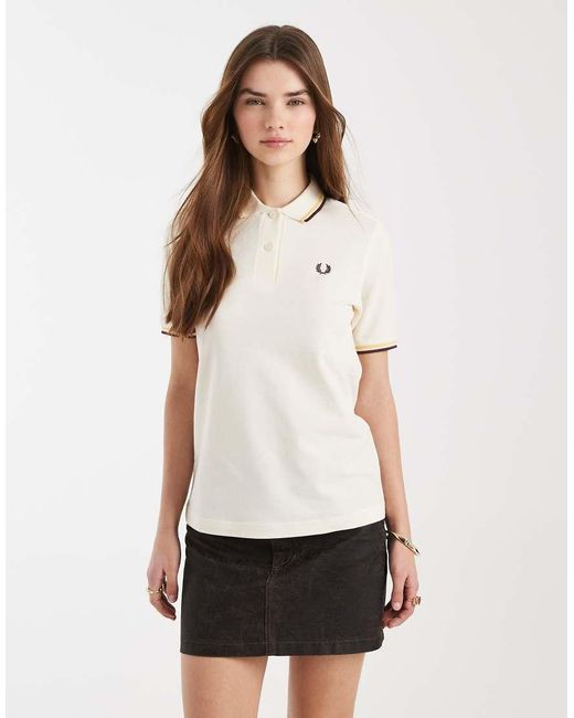 Fred Perry White Twin Tipped Logo Polo Shirt