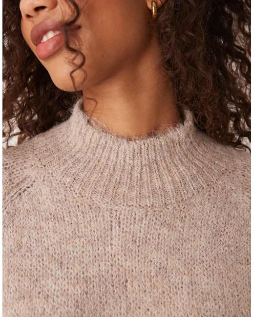 Jdy Natural High Neck Textured Knitted Jumper