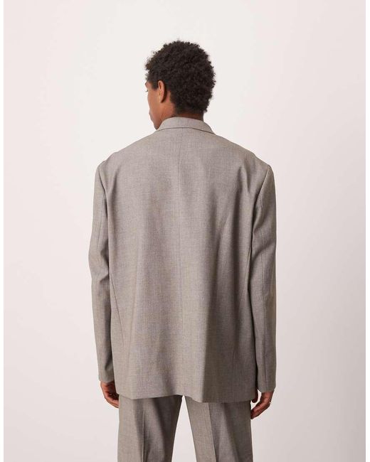 ASOS Natural Double Breasted Slouchy Oversized Suit Jacket for men