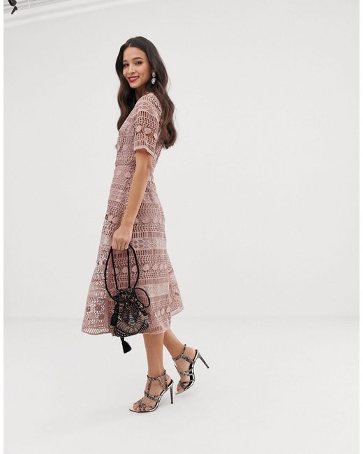 Asos design premium clearance occasion lace midi dress