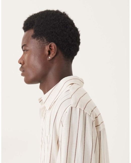 Camisa A Rayas Holgada De Tejido Efecto Lino De -Neutro ASOS de hombre de color Natural