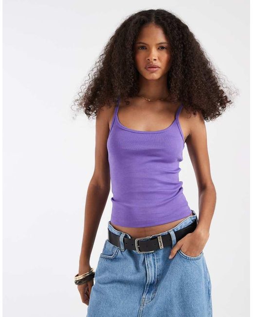 ASOS Blue Scoop Neck Cami With Elastic Straps