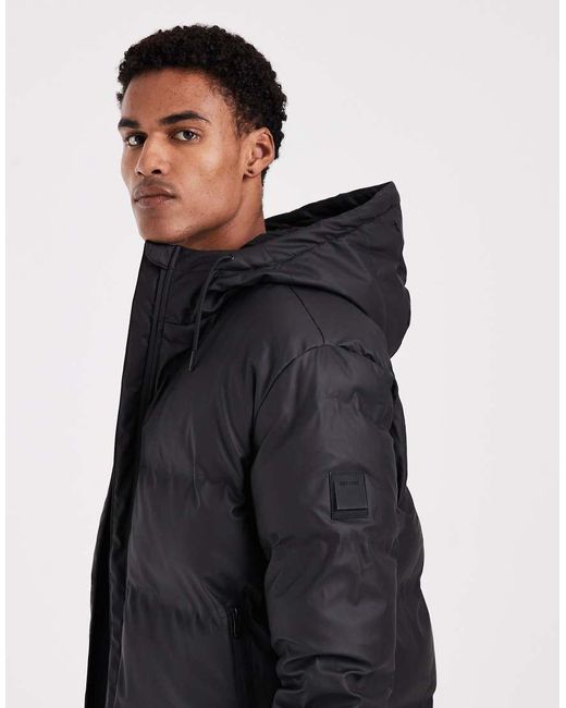 Only & Sons Black Longline Puffer Jacket for men