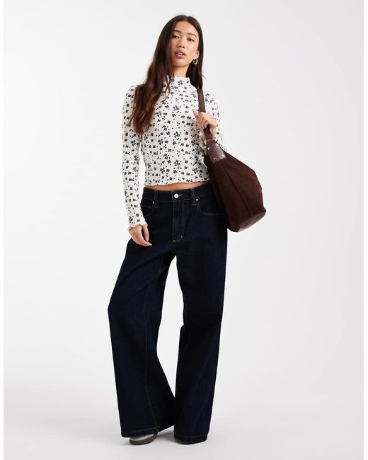 Miss Selfridge White Ribbed High Neck Top