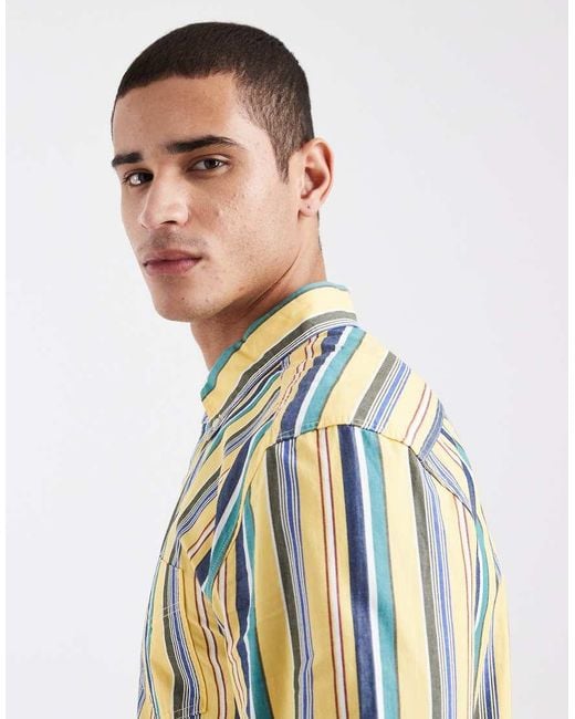 Fred Perry Green Relaxed Fit Stripe Logo Shirt for men