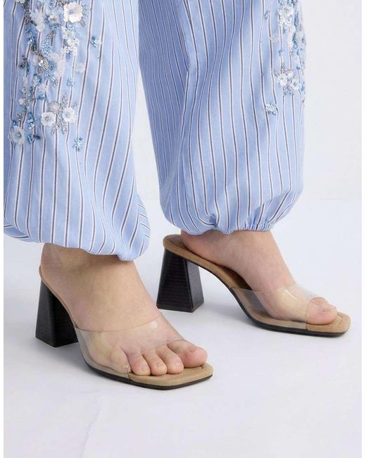 Stradivarius Natural Block Heel Sandals