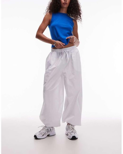 TOPSHOP White Poplin Cuffed Trousers