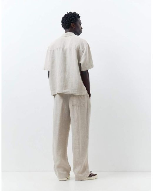 Pantaloni 100% Lino di Pull&Bear in Gray da Uomo