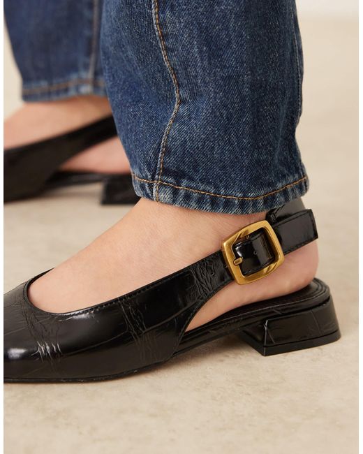 ASOS Natural Loretta Chisel Toe Slingback Ballets