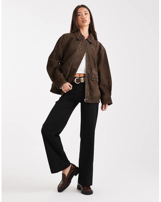 ASOS Black Real Suede Oversized Bomber