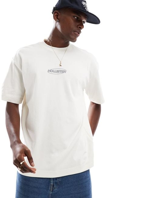Hollister White Small Boxy Bubble Logo Cooling T-Shirt for men