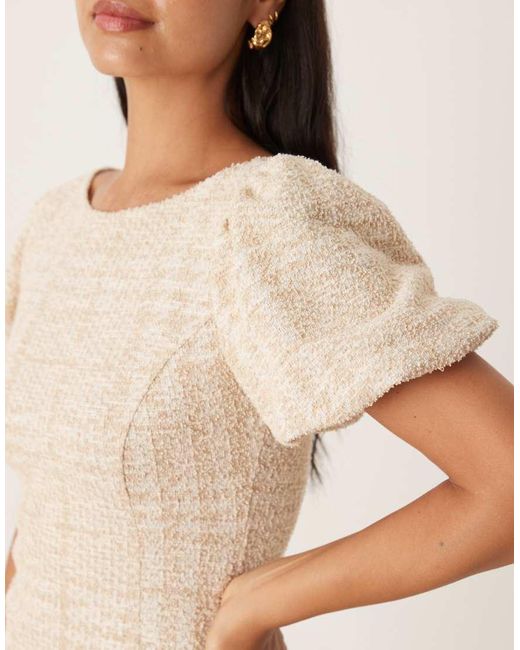 ASOS Natural Boucle Puffball Mini Dress