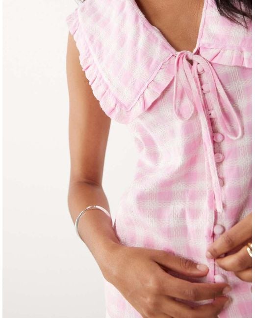 Nobody's Child Pink Blair Ruffle Collar Button Through Blouse