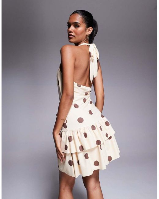 ASOS Multicolor Halter Ruffle Skirt Mini Dress