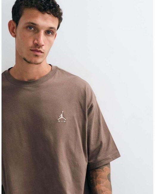 Nike Brown Logo Spine Print Oversized T-Shirt for men
