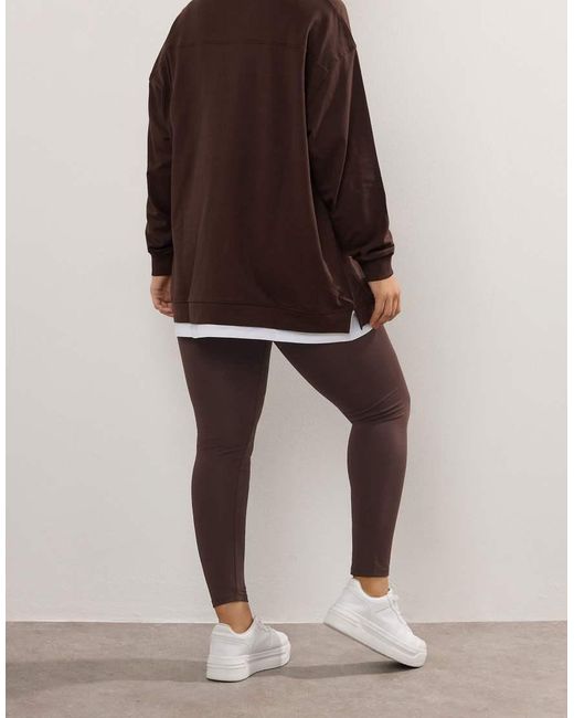 Yours Clothing Brown Cotton Stretch Leggings