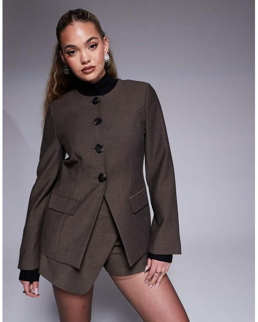 River Island Brown Scoop Neck Blazer