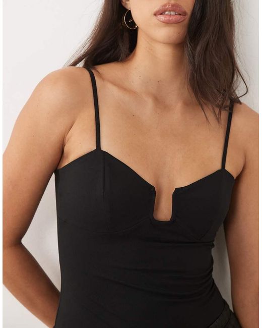 ASOS Black Compact Cami Bodysuit With Wired Plunge Neck