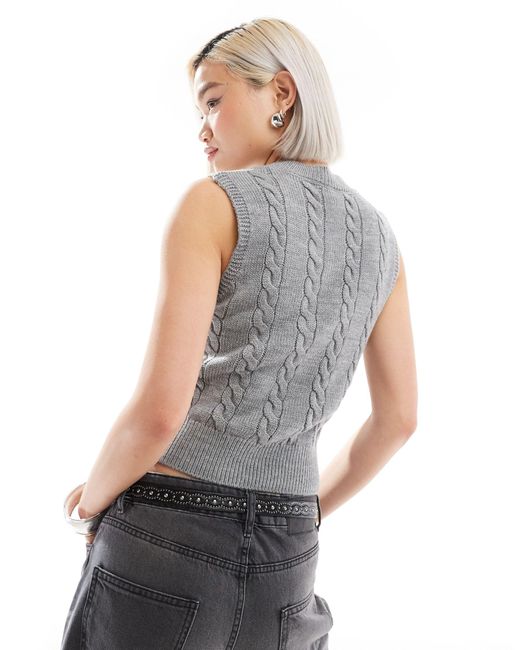 Collusion Gray V Neck Knitted Tank