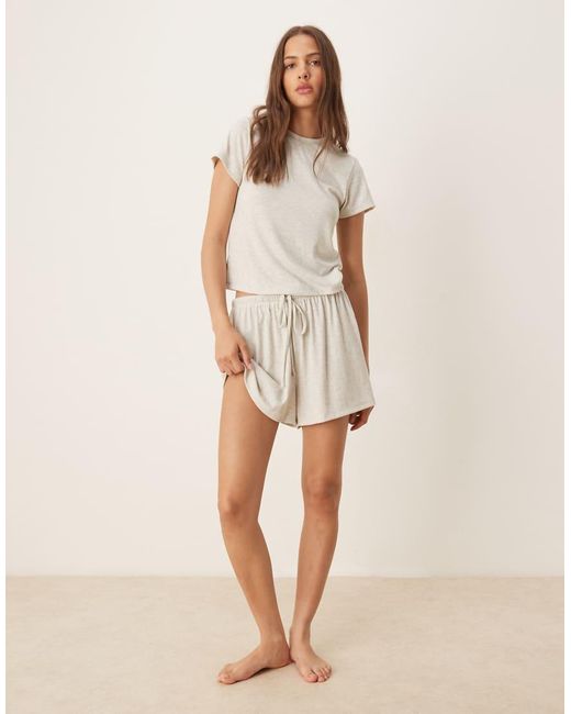 ASOS Natural Mix & Match Rib Oversized Pyjama Tee With Side Split