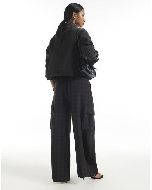 River Island Black Petite Check Smart Joggers