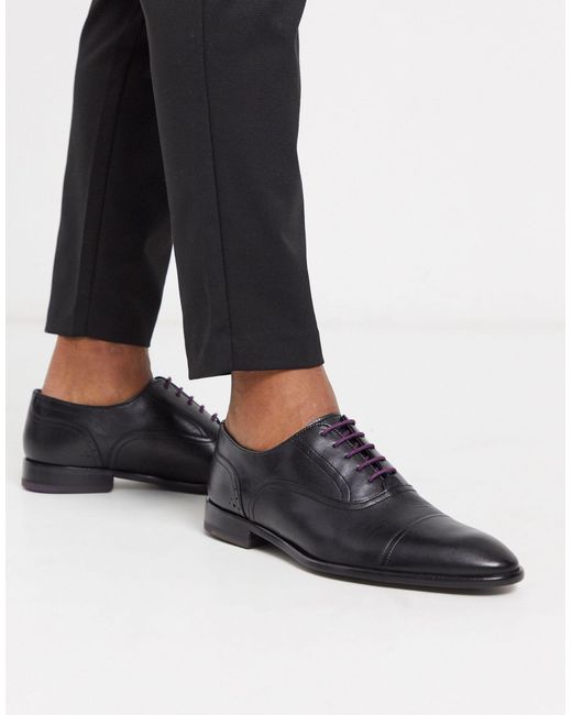 Ted Baker Black Circass Leather Toe Cap Oxford Shoes for men