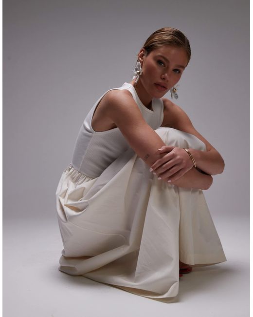 TOPSHOP Gray – maxikleid aus popeline-mix