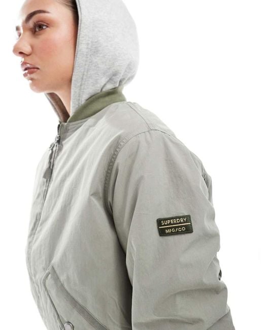 Superdry Gray Hooded Ma1 Bomber Jacket