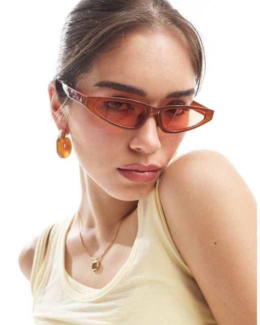 Gafas Canela Estilo Ojos De Gato Con Montura Estrecha Horizon De Aire de color Brown