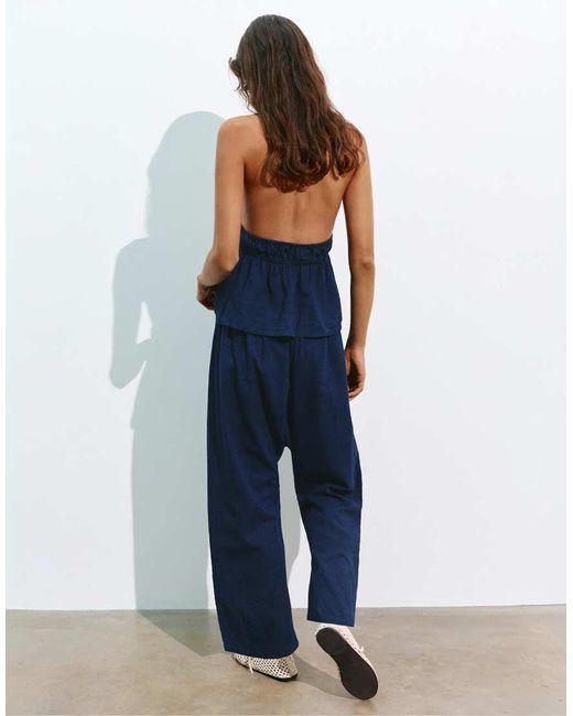 Pull&Bear Denim Sarouel Capri in het Blue